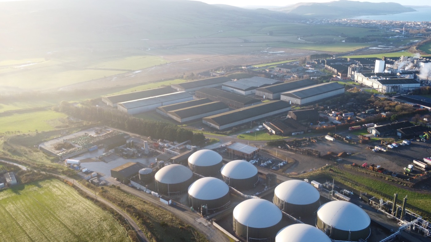 Aerial view of a Grissan renewable natural gas facility